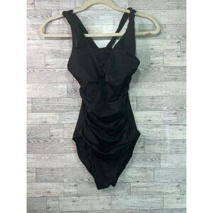 Mod Bod Black Swimsuit Women's size XS‎ Marilyn One-Piece Ruched Design V-Neck